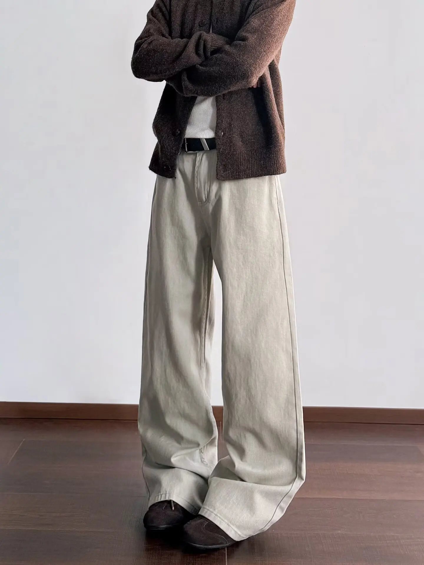 Women's Men Fashion Straight Loose Jeans Korean Style Mid High Denim Summer Versatile Wide Leg Trousers 2026 New Male Street