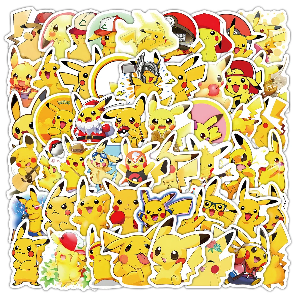 10/30/50pcs Kawaii Cartoon Pokemon Pikachu Stickers Graffiti Waterproof Decals Car Motorcycle Fridge Laptop Cute Anime Sticker