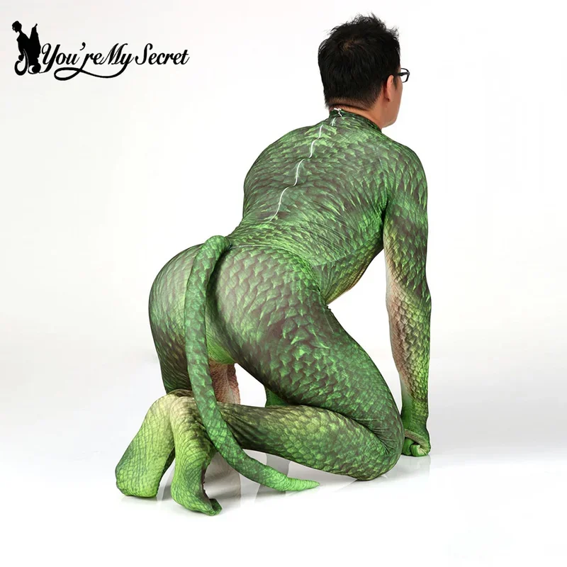 [أنت سري] أزياء الهالوين التأثيرية الأفعوانية المطبوعة التأثيرية Zentai ارتداءها ملابس بذلة مرنة فستان بتصميم حالم