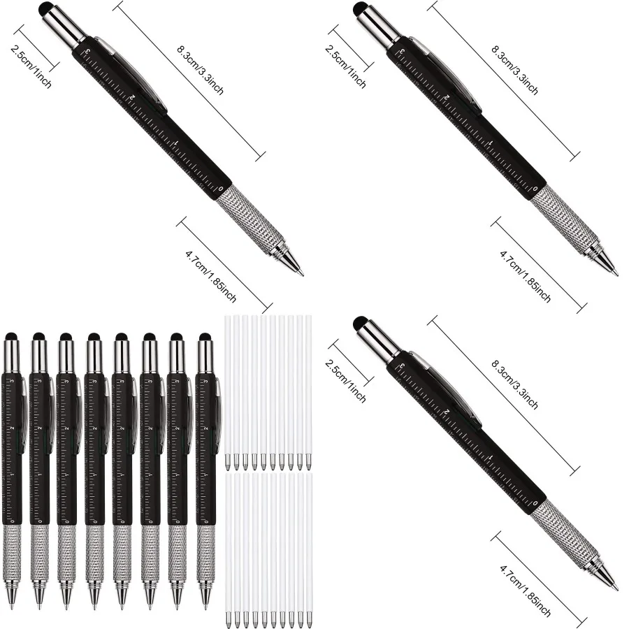

Zhanmai 8 Pcs Multitool Pens 6 in 1 Multi-tool Pen Set with Refills for Men's Birthday Gifts Christmas Stocking Stuffers for Me
