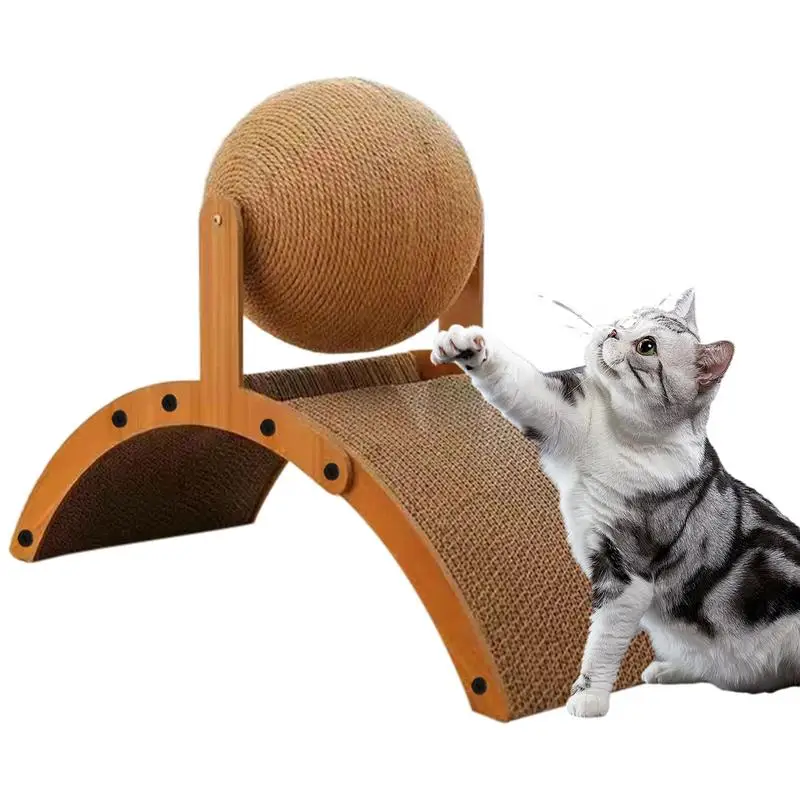 

Cat Scratch Ball Cat Scratch Post Vertical Scratcher With Corrugated Base Interactive Kitten Toy For Play Rest Senior Apartment