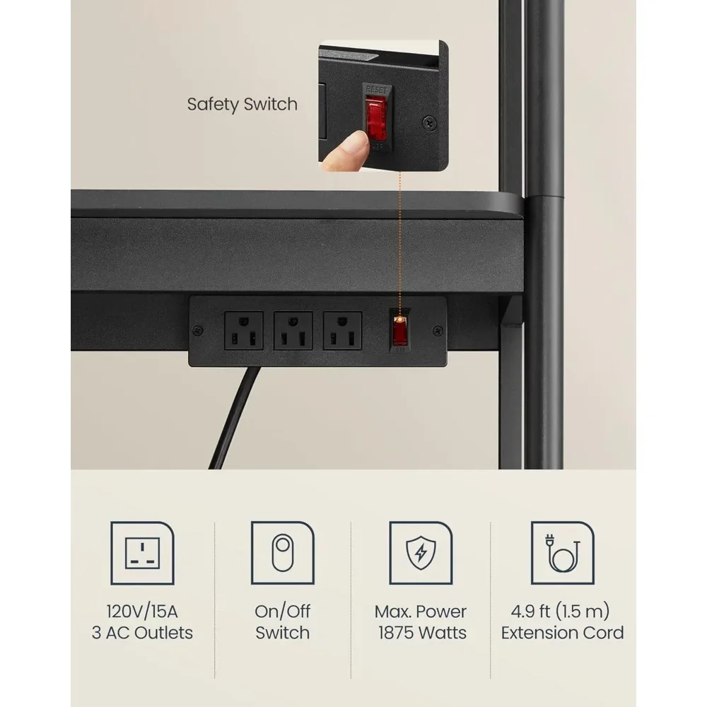 

Kitchen Bakers Rack with Power Outlet, 4-Tier Coffee Bar Table with Adjustable Shelf, Mini Fridge Shelf, Microwave, Customized