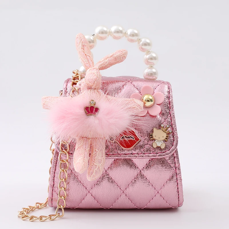 Borsa da ragazza portafoglio e borsa per bambini rosa borsa a tracolla classica senza cerniera per ragazze con perline moda nuovo prodotto applique