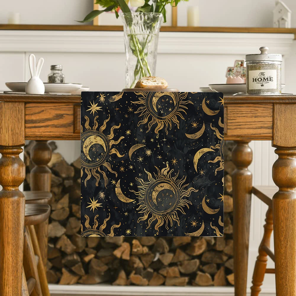 Starry Sky Sun Moon Table Runners Dresser Table Decor Farmhouse Dining Table Runners Holiday Party Decoration