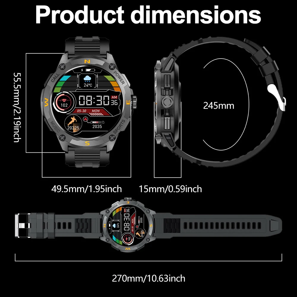 心拍数健康検出屋外 GPS スポーツスマートウォッチメンズ AMOLED スクリーンブルートゥース通話スポーツディープ防水スマートウォッチ