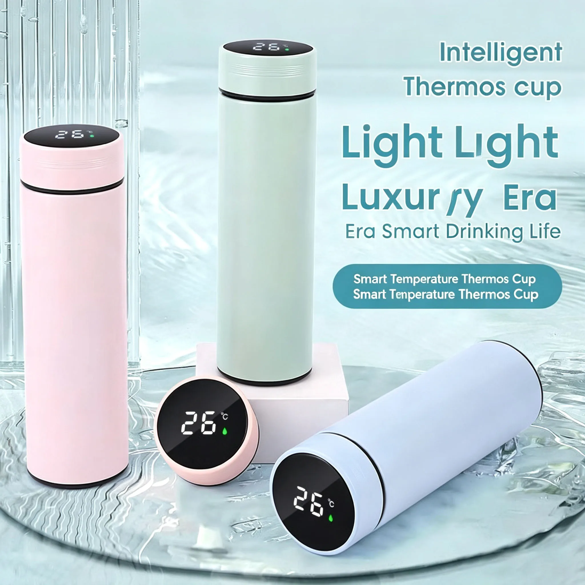 500ML Smart Touch‑Sensing Thermos Cup, Real‑Time Temperature Display Stainless‑Steel Vacuum Insulated Water Bottle, Detachable T
