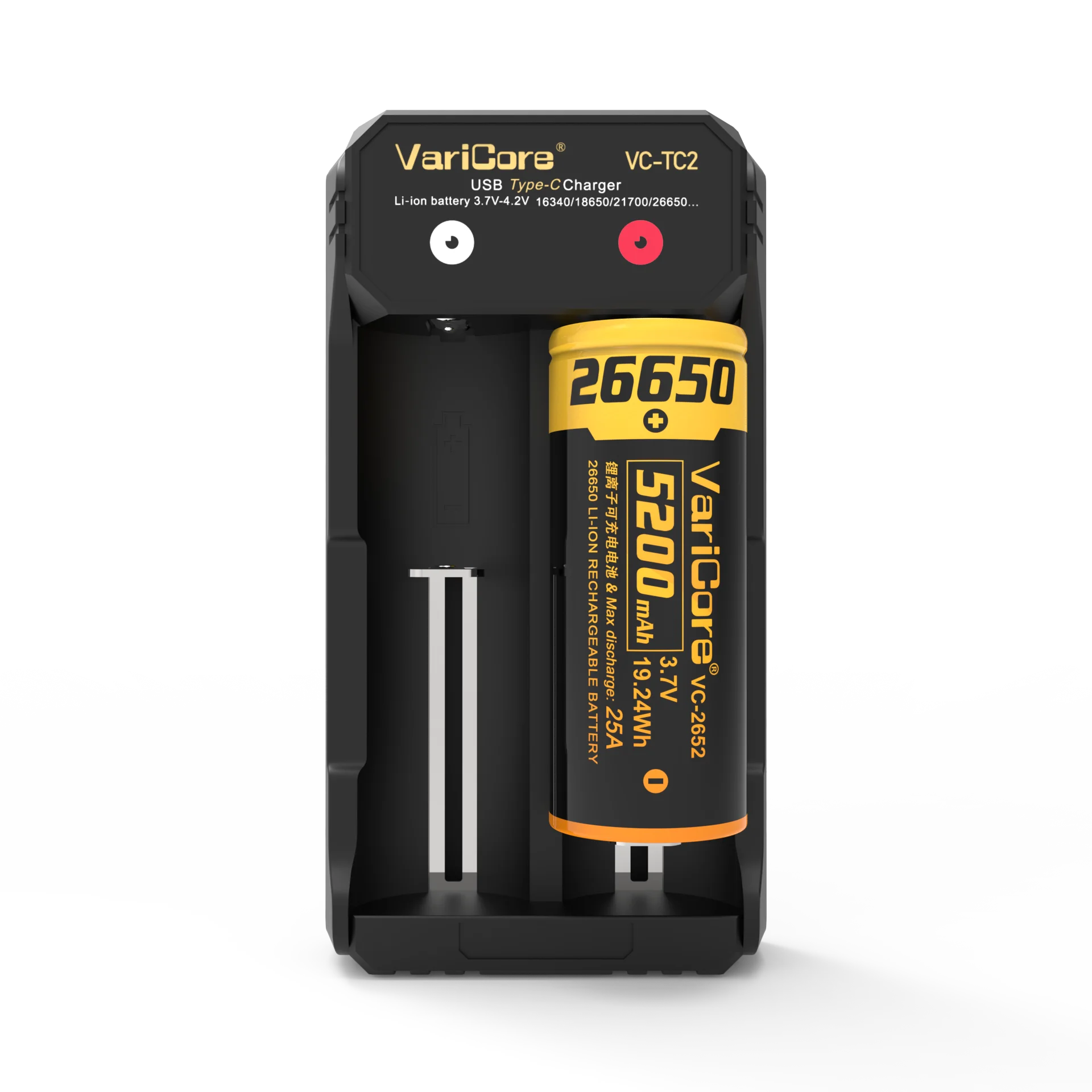 شاحن بطارية ذكي VariCore TC2 بفتحتين لـ 3.7 فولت ليثيوم أيون 18650 26650 21700 18350 14500 - شحن USB سريع