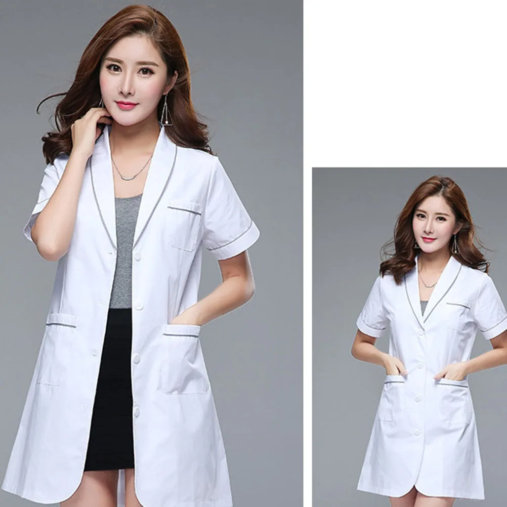 

Nursing Uniform White Coat Doctor Beautician Hospital Apparel Lab Material Slim Design Lightweight