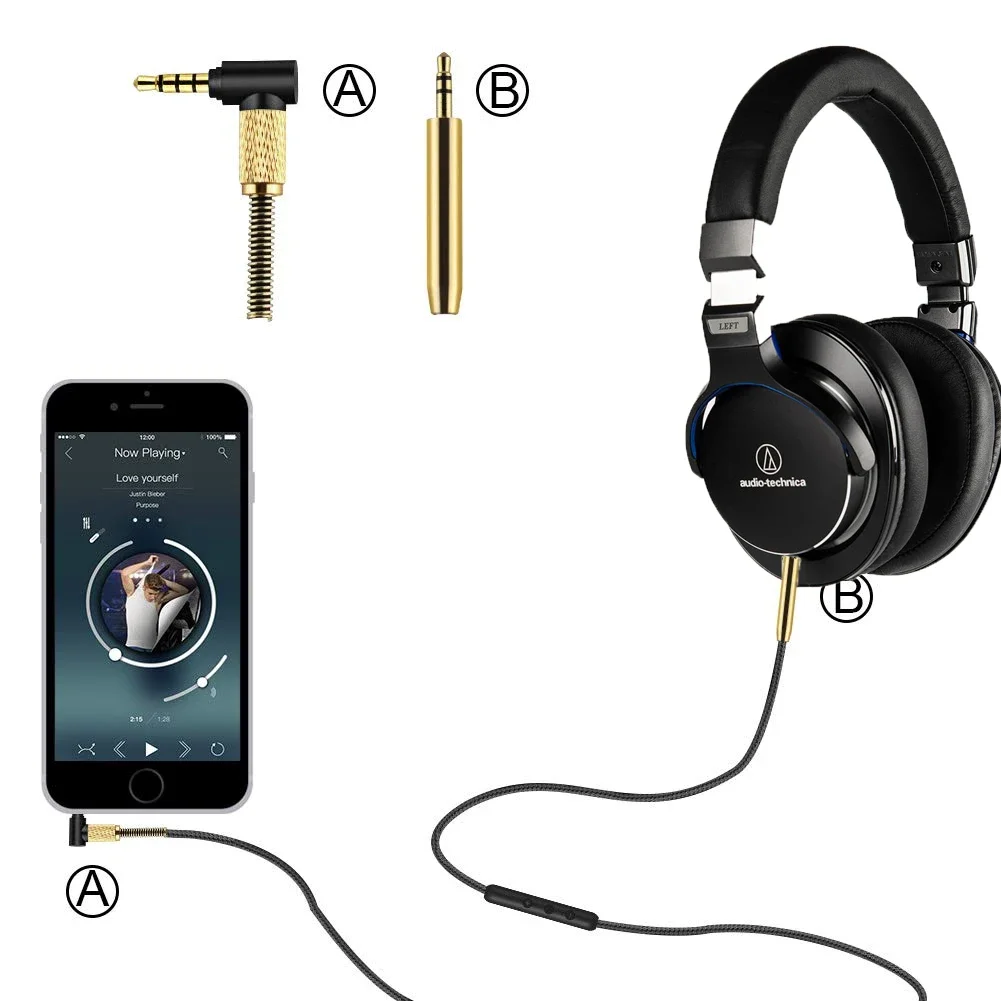 OFC-Cable de extensión trenzado de repuesto para Motorola Moto JR300 XT120 Escape 220 500 800 ANC SH003BK Pulse M Max, auriculares