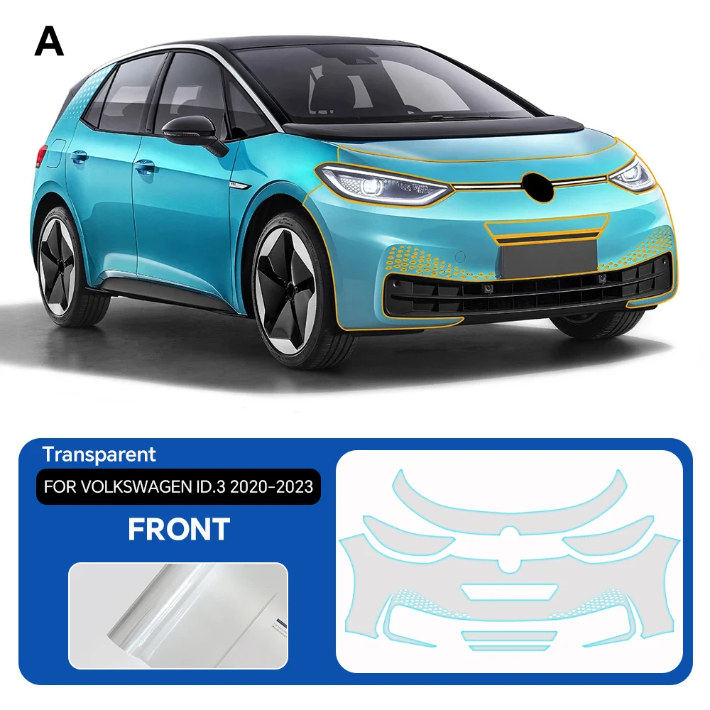 

For Volkswagen ID.3 2020-2023 TPU Pre-cut Car Scratch-resistant Front Bumper Hood Engine Transparent Protective Film PPF Kit