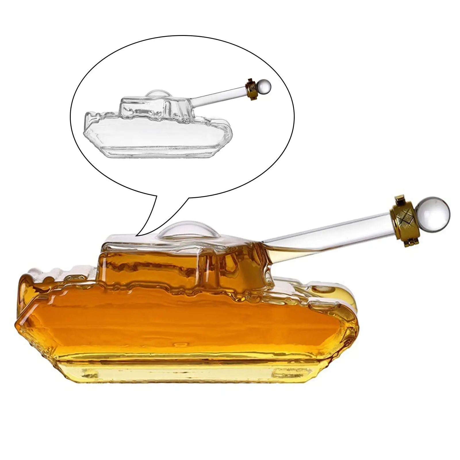 Tank Shaped 500ml Glass Tools Military Bourbon Clear Barware Bottle Lead Free Novelty Whisky Decanter for Home Men Office