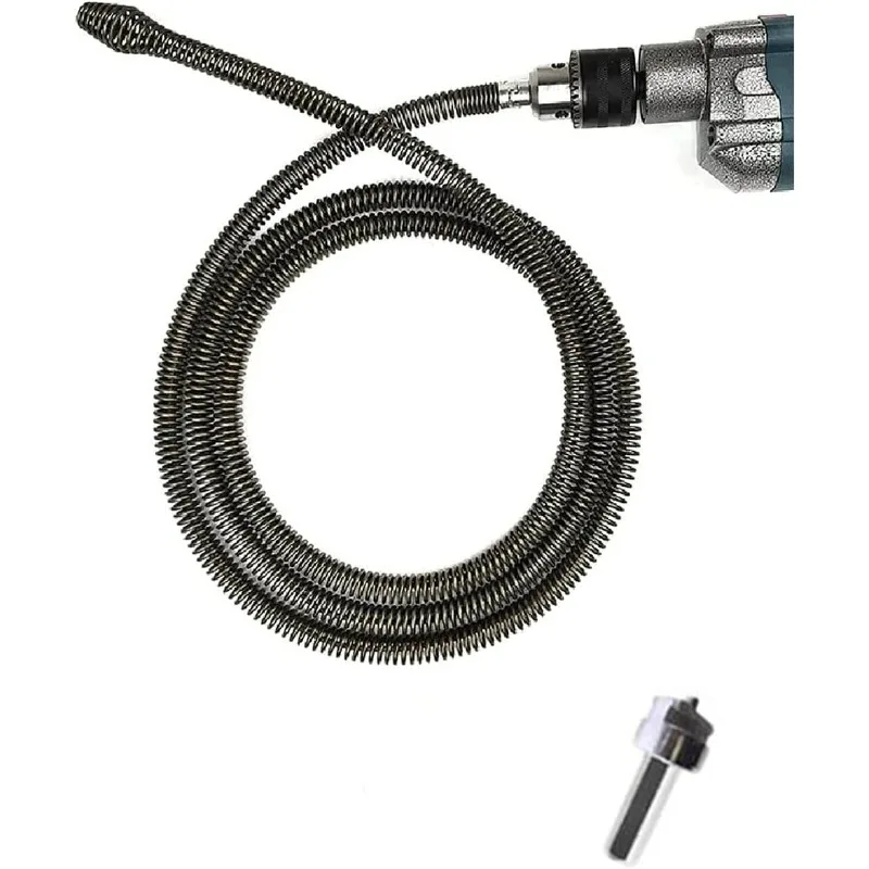 Snake Drain with Drill Adapter Spring Sewer Dredging Tool, Spring Pipe Dredging Tools Drain Hose Cleaner Sticks 3M Clog Remover