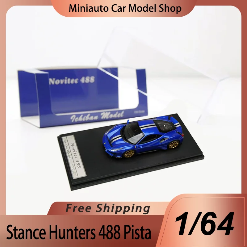 Novo em estoque caçadores de postura sh 1:64 488 pista blu elettrico liga miniatura diecast modelo carro esportivo brinquedos presente natal