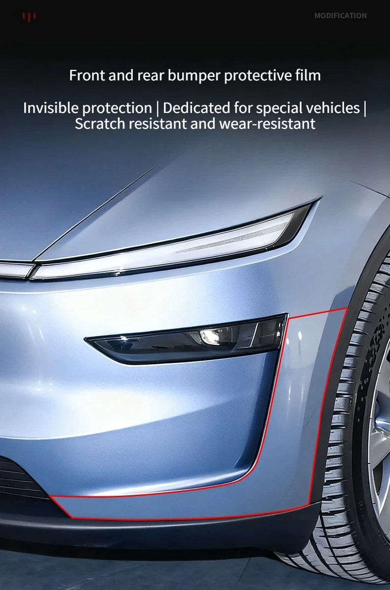 Für Tesla Model YL 6-Sitzer Frontstoßstangen-Schutzfolie Türkratzfeste Folie Neues Modell YL TPU Heckstoßstangen-Transparentfolie – Detail 2
