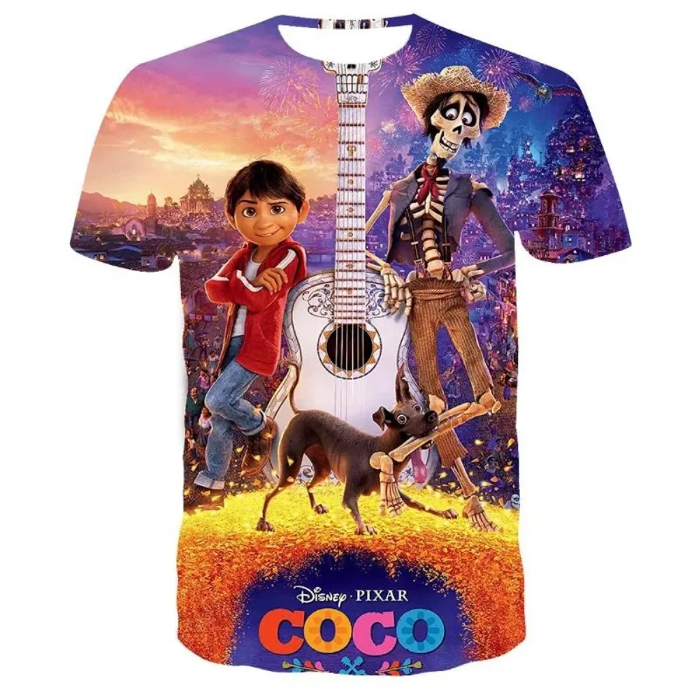 ديزني 2025 أنيمي فيلم كوكو ثلاثية الأبعاد تي شيرت مطبوع لطيف ديزني للجنسين الملابس الكرتون تي شيرت عادية Harajuku الشارع بلايز تيز
