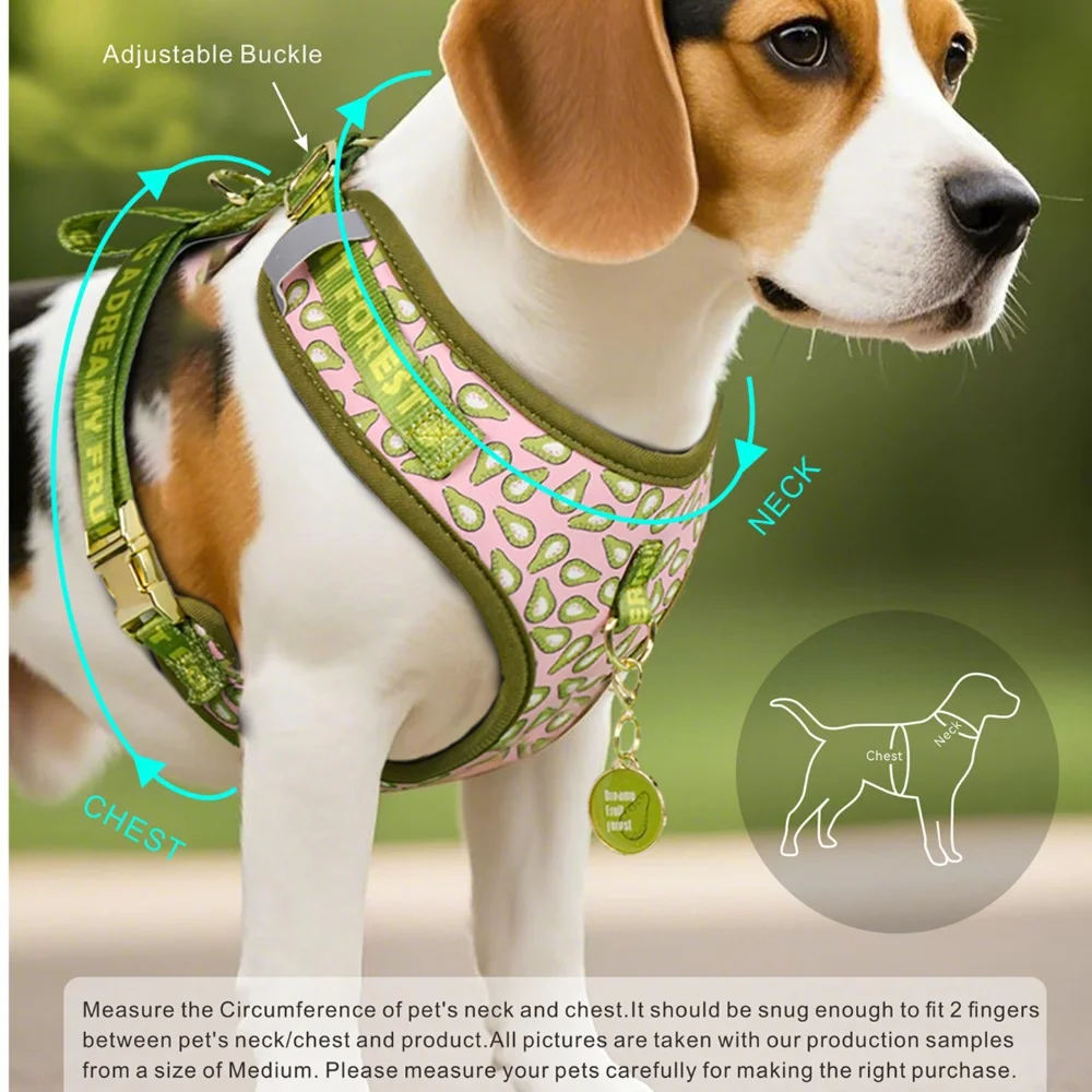 Romantic Holiday Curated Gift Light Luxury Adjustable Personalized Print Dog Harness + 1Pcs Tone Pet ID Tag Free With Purchase view 4