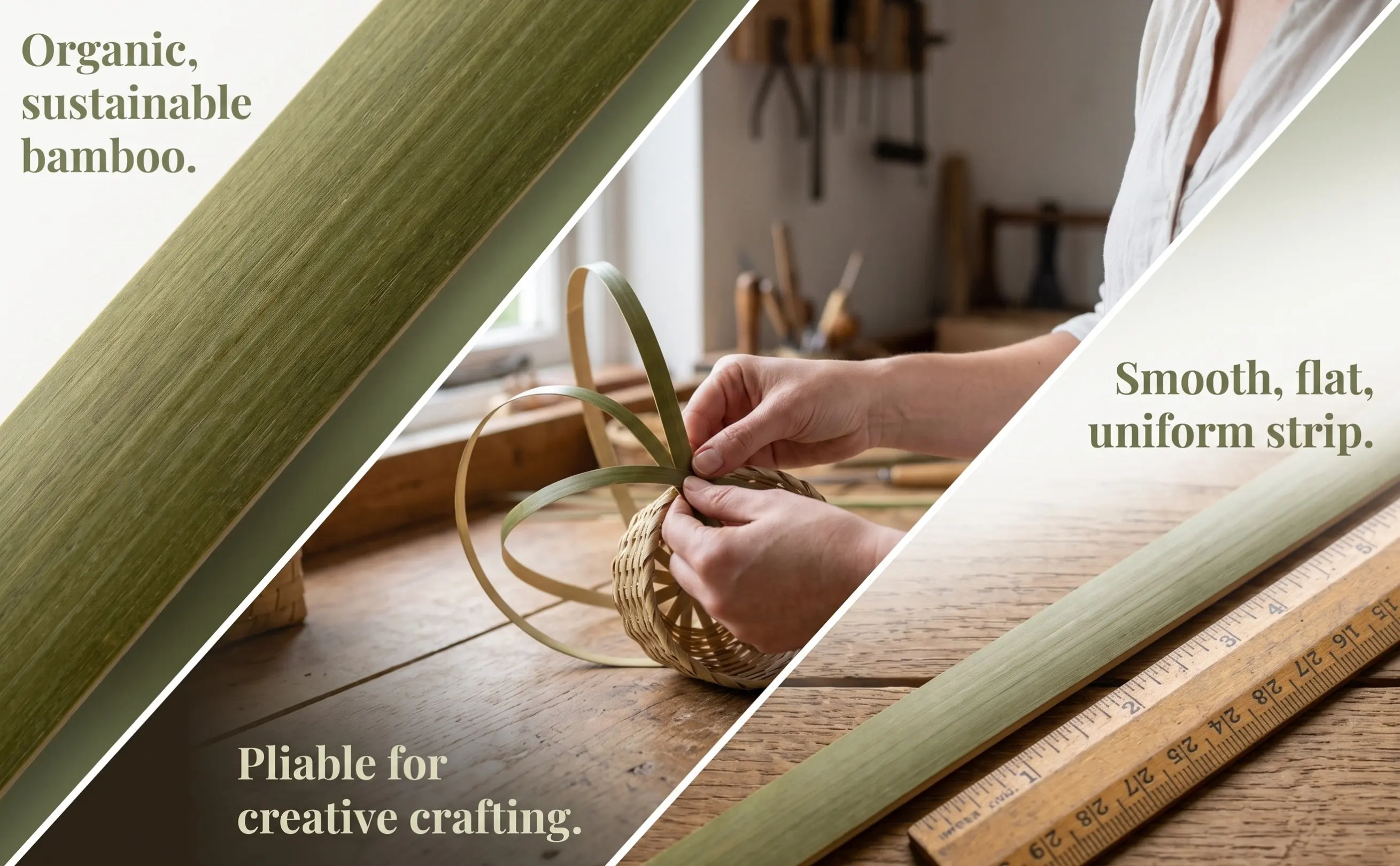 1 Roll Multi-Functional Bamboo Strip for Weaving Baskets Tables Chairs Tablemats Smooth Surface Easy-to-Shape DIY Bamboo Woven