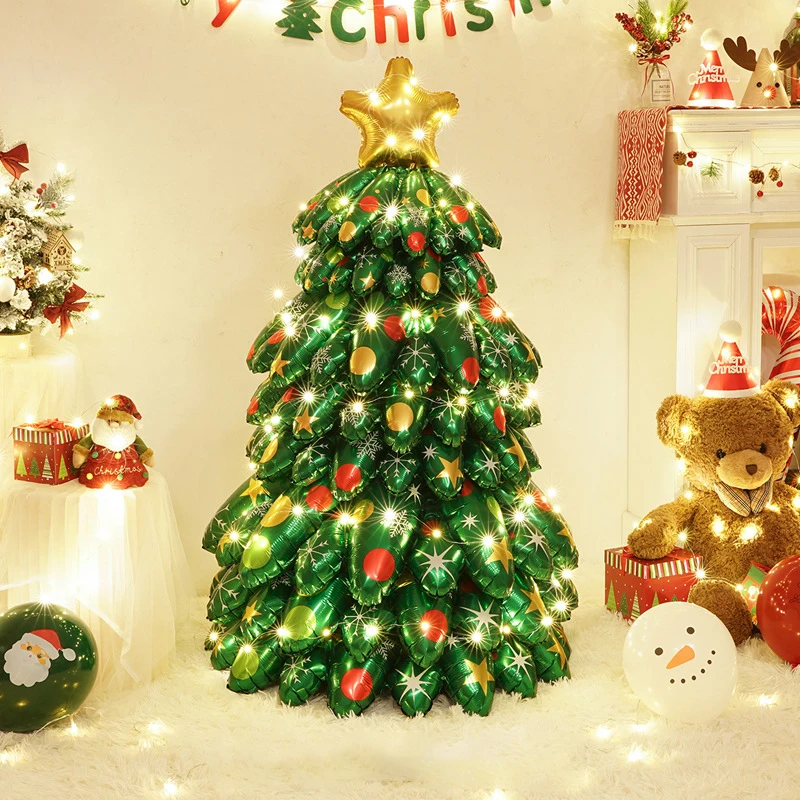 130cm Large DIY Christmas Tree Aluminum Foil Balloon 3D Stereoscopic Christmas Tree Balloon Christmas Decoration Supplies