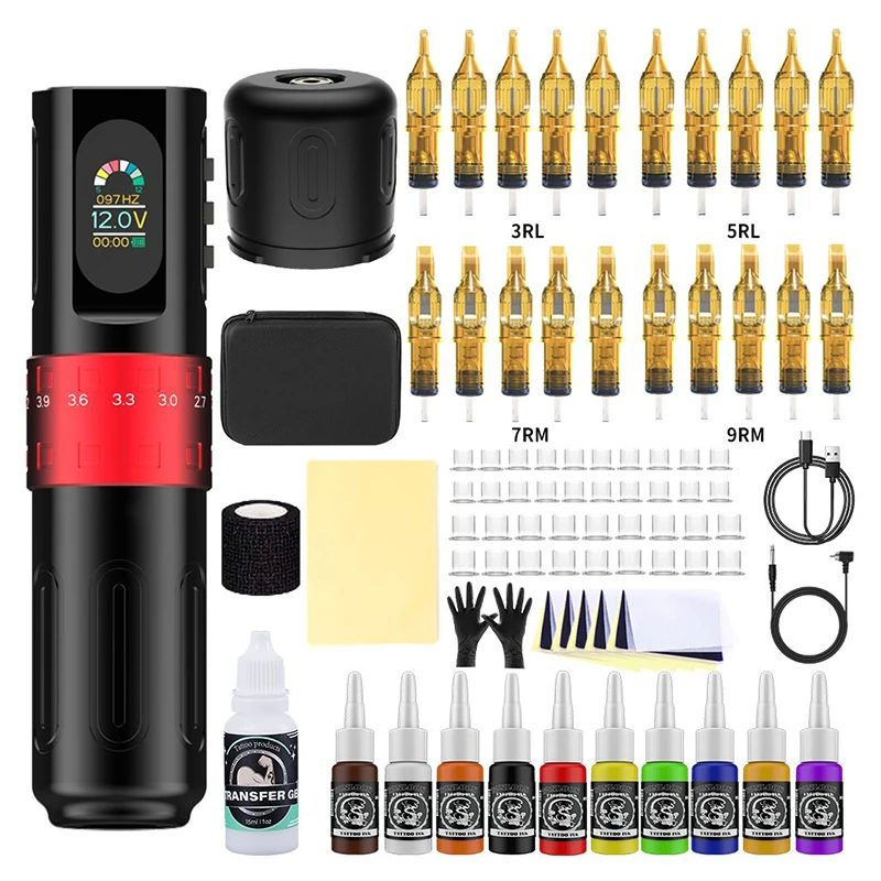 Tattoo Guns Cartridges Display Kits  Professional Tattoo Pen Kit Permanent  Makeup Body F8 Tattoo Machine   Kits With Bag