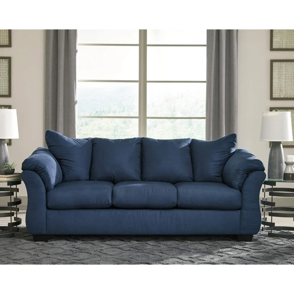 Darcy Casual Plush Sofa, Dark Blue