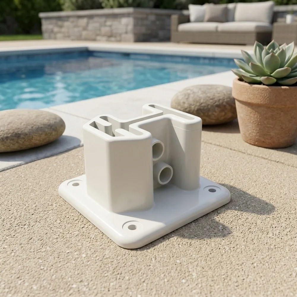 White For Resin Pool Ladder Flange 10x10x8 cm Ladder Mounting Bracket Compatible with For Resin Step Ladders and Pools