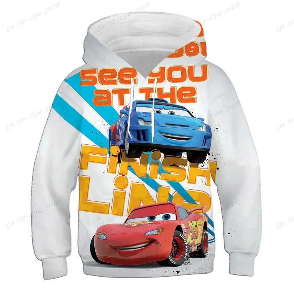 Pixar Cars Hooded Sweatshirt Kids Cartoon Lightning McQueen Children Long Sleeve T Shirt Baby Boys Clothes Girl Hoodies Top Tees