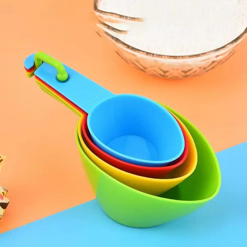 1 Set Measuring Spoon Hanging Hole Design Precise with Clear Scale DIY Cake Plastic Multicolor Measure Scoop for Bakery