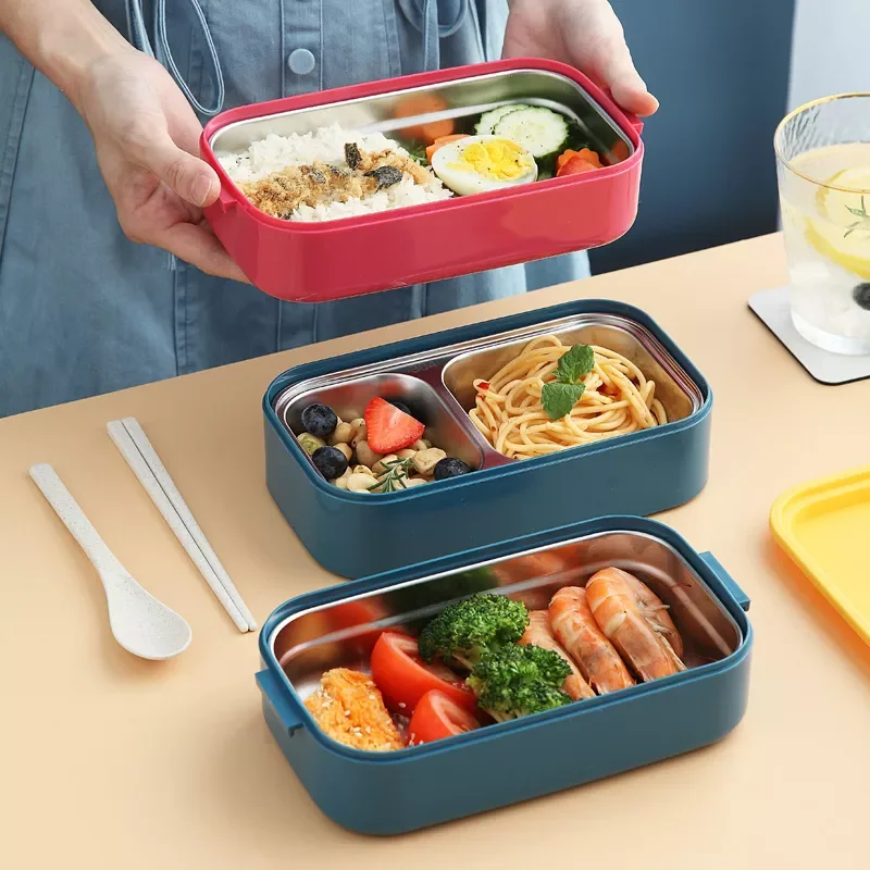 

Stainless Steel Cute Lunch Box For Kids Food Container Storage Boxs Wheat Straw Material Leak-Proof Japanese Style Bento Box