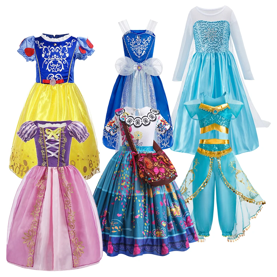 Children Cozy Christmas Princess Cosplay Clothing Girls Elsa Snow White Rapunzel Suitable Birthday Gifts and Festival Surprise