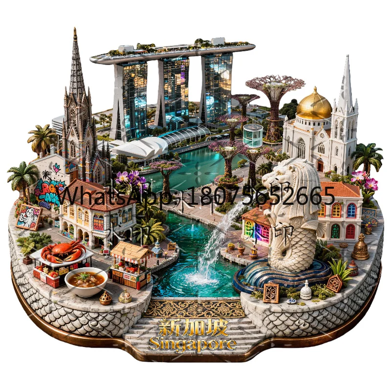 Metal embossed magnetic refrigerator stickers popular city tourist attractions collection souvenirs