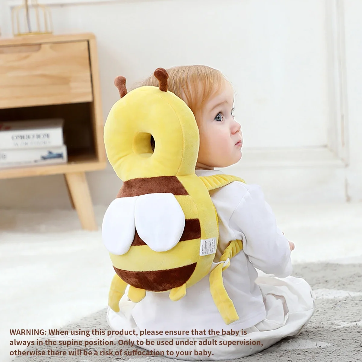 

1 breathable baby walking headrest, yellow bee, blue elf headrest, good helper for baby walking