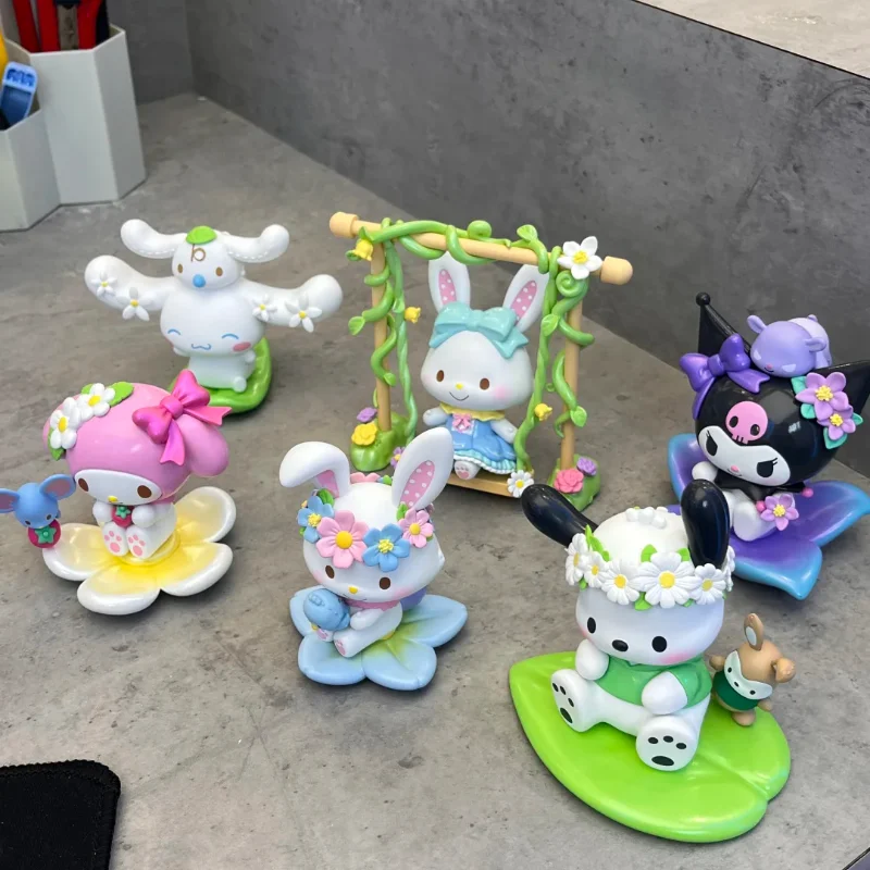 Оригинальные персонажи Sanrio, серия весенних цветов, слепая коробка, кавайная аниме-фигурка, модель Mystery Box, Hellokitty Kuromi, товары для детей, подарок