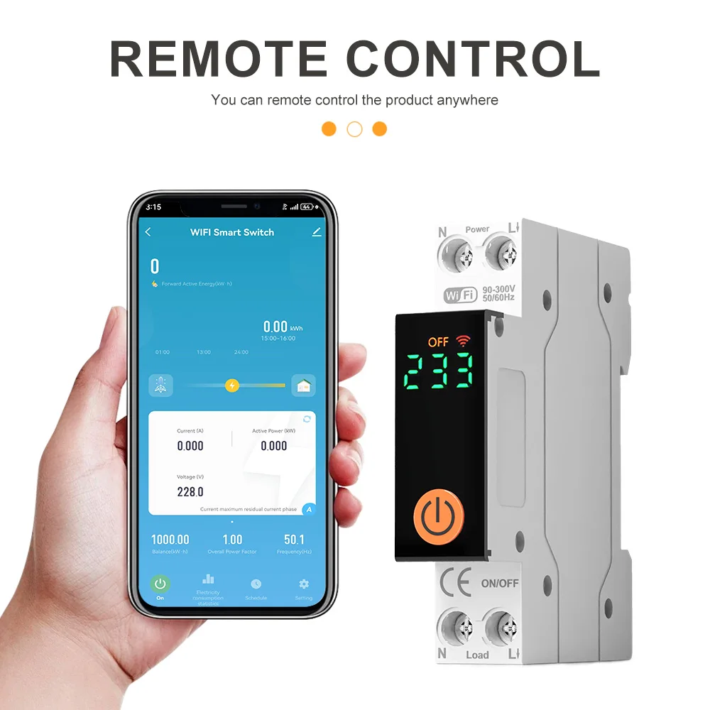 DIY GO TUYA Smartlife 1-63A 1P+N 110V 230V WIFI Smart-Schalter Leistungsschalter Zeitrelais Statusschaltung Stromversorgung – Detail 5