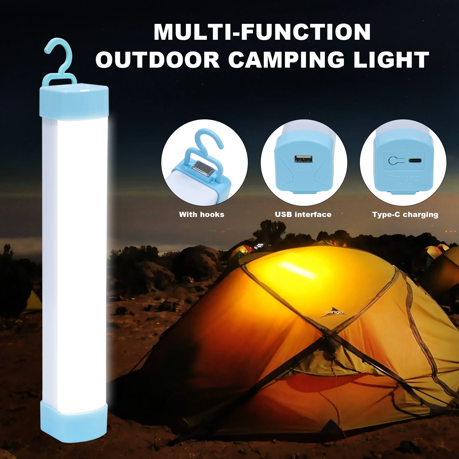 

Перезаряжаемый светодиодный фонарь-прожектор для кемпинга с мощным портативным светом и магнитным основанием для работы на улице и в палатке