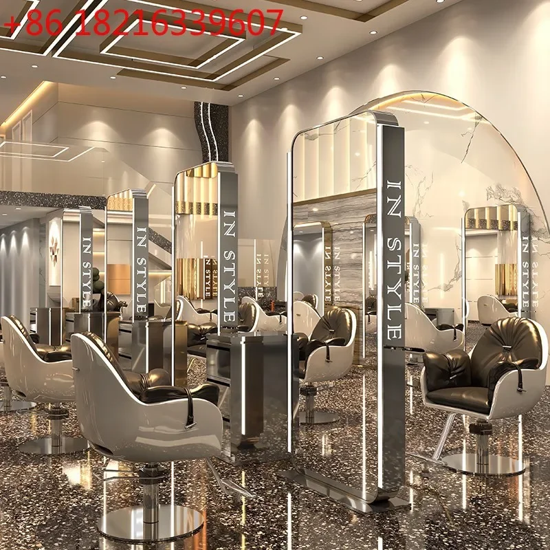 Single and double-sided haircut for floor-to-ceiling mirror, high-end hair cutting for mirror, full-body mirror perm and dyeing.