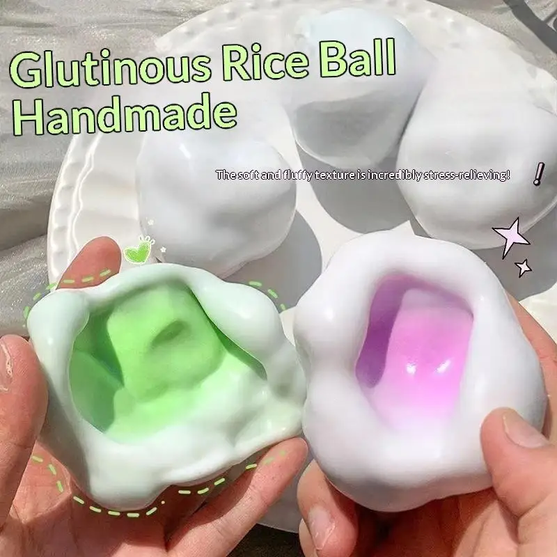 Cute Soft Ice Skin Squeeze Stress Ball Glutinous Rice Cake Texture Fidget Toy for Anxiety Relief Gift for Kids Teens Birthday