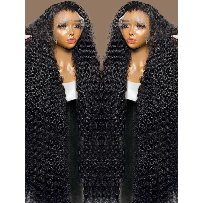 40 42 44 46 Inch Deep Wave Frontal Pre Cut Glueless Water Curly 13X6 HD Lace Front Human Hair Wig For Women PrePluc MN3