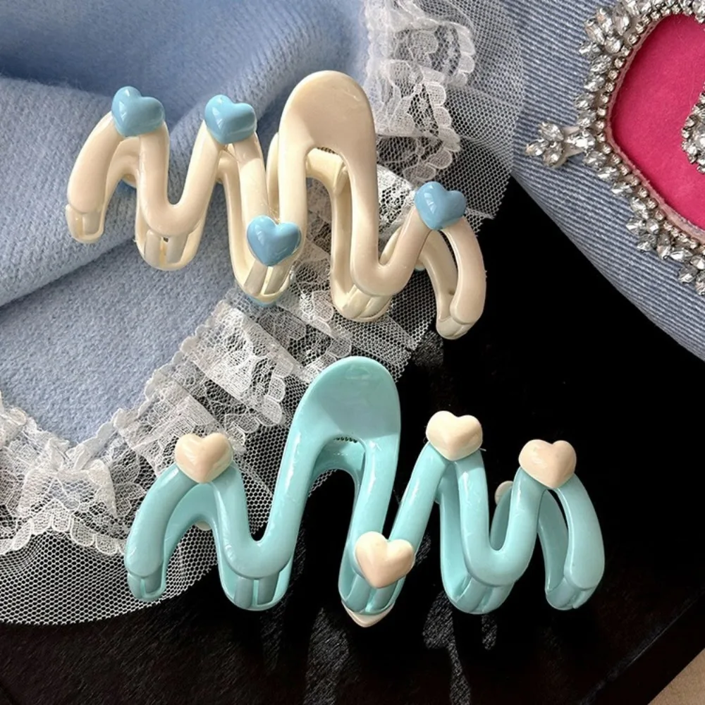 11CM Love Wave Hair Clips Cream Blue Sweet Grab Clip Acrylic Large Crab Clip Headwear Fashion Women\'s Hair Accessories Claw Clip