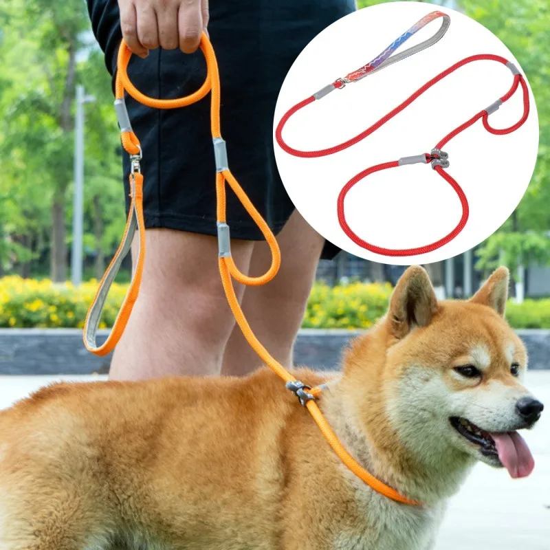 

Dog Leash P Chain Dogs Leash Adjustable Dogs Chain Double Handle Leashes for Dog Walking Puppy P Chain Leashes 1.4M Pet Supplies