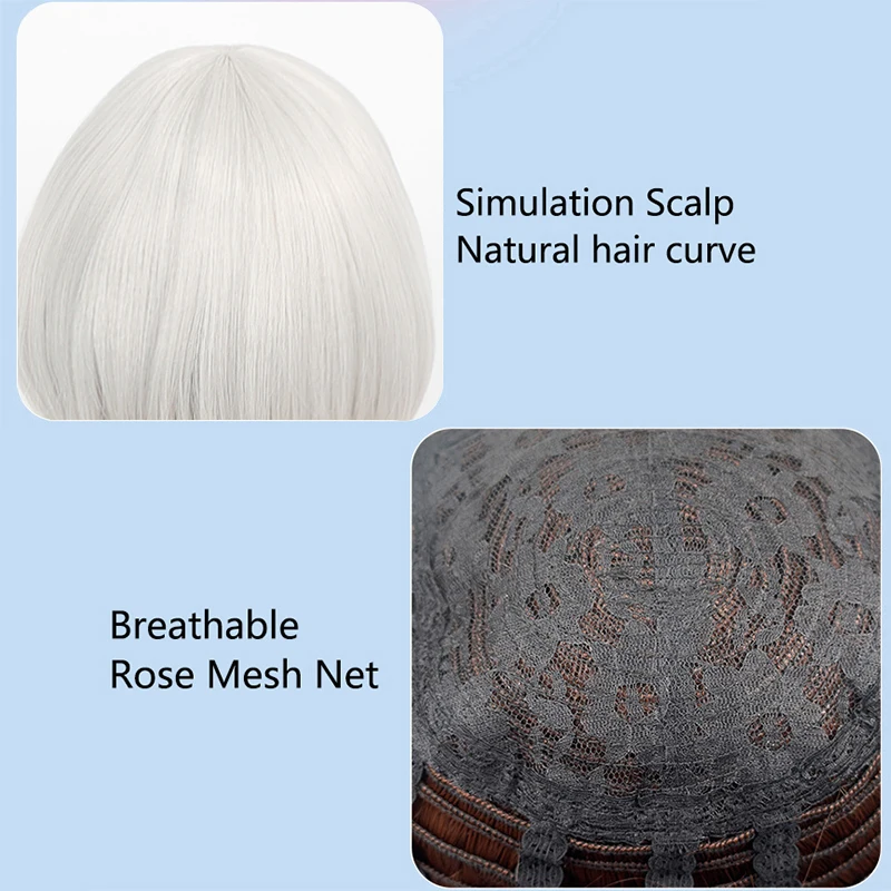 Nishi Shunran Cosplay Mushoku TenseiYani Neko Anime Wig Short Silver-white Anime Cospaly Wig Bowl Cut Wig Roleplay Synthetic Wig