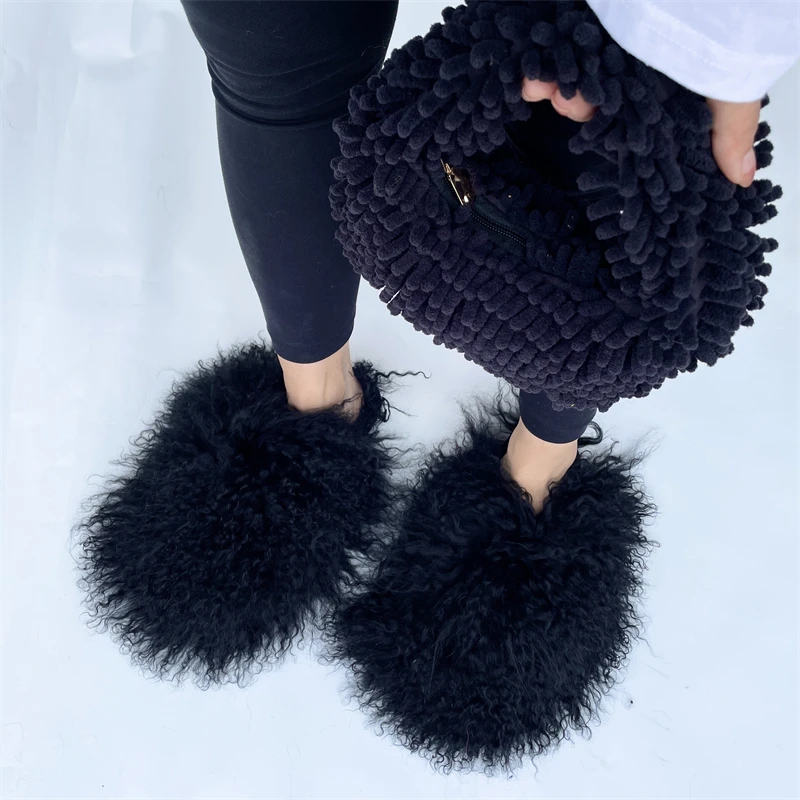 

Factory Price New Designer Real Sheep Fur Women Slides Slippers With Customized Color
