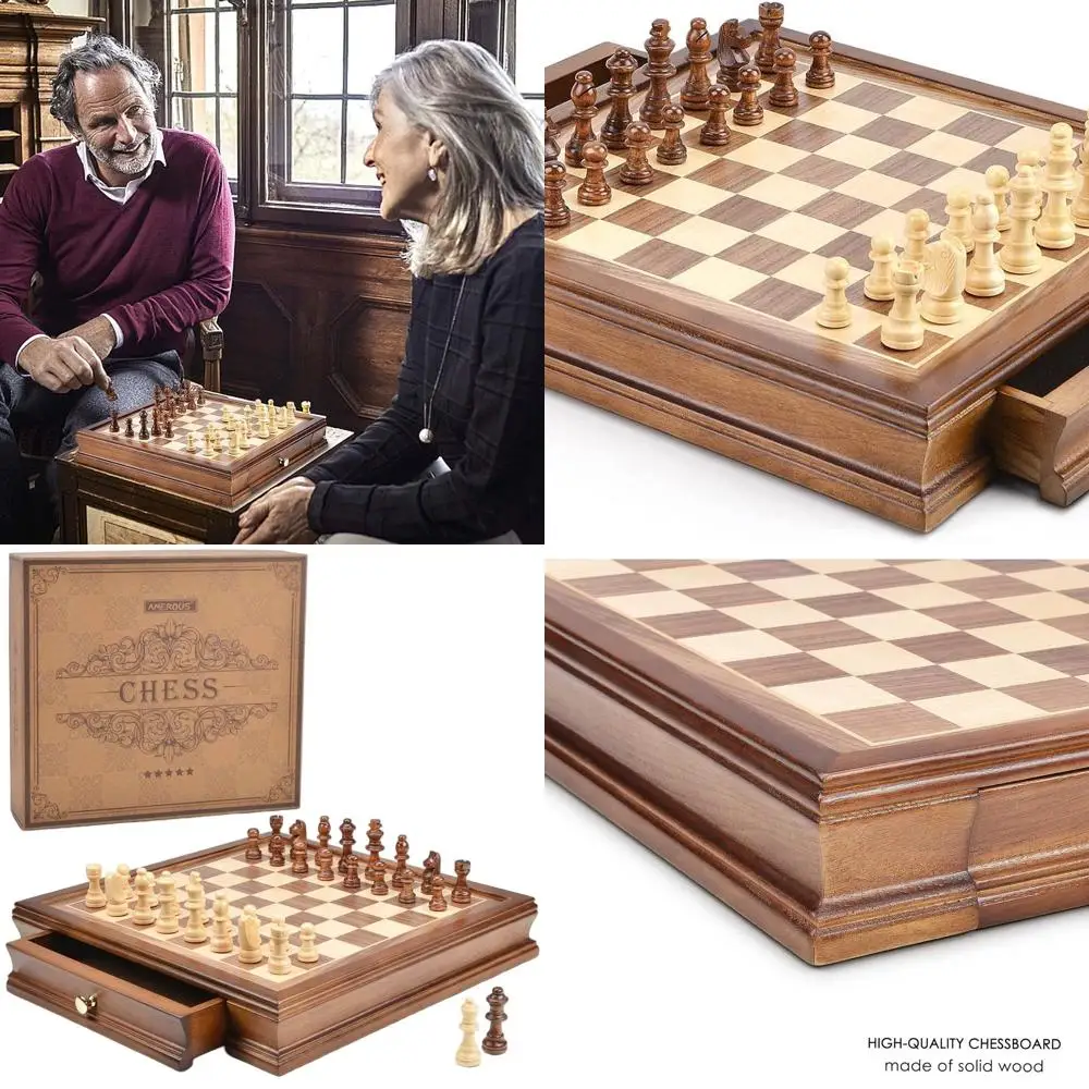 

12,8 Магнитный деревянный шахматный набор с местом для хранения вещей, бонусные королевы, подарочная коробка — стиль Staunton для всех возрастов