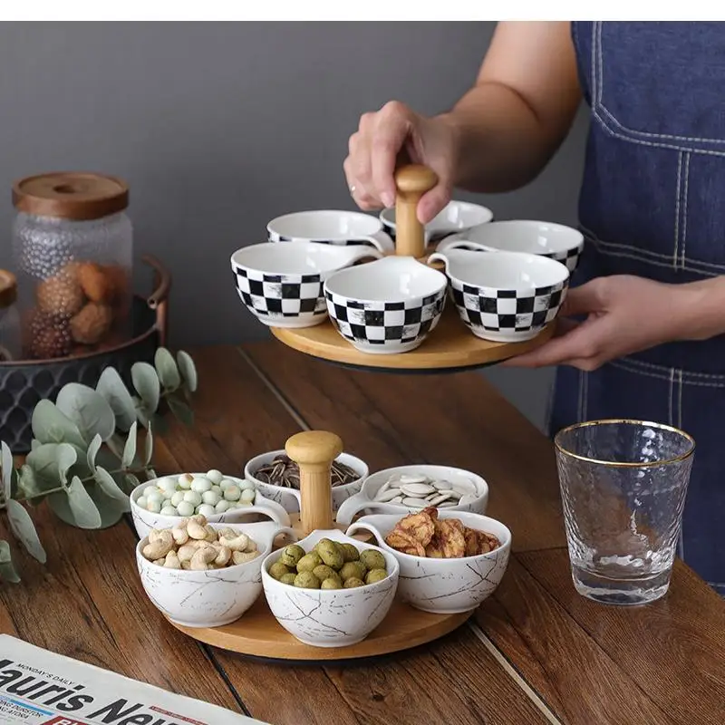 

Керамическая тарелка для сухофруктов, десертная миска, разделенная сетка, коробка для хранения закусок, послеобеденный чай, посуда