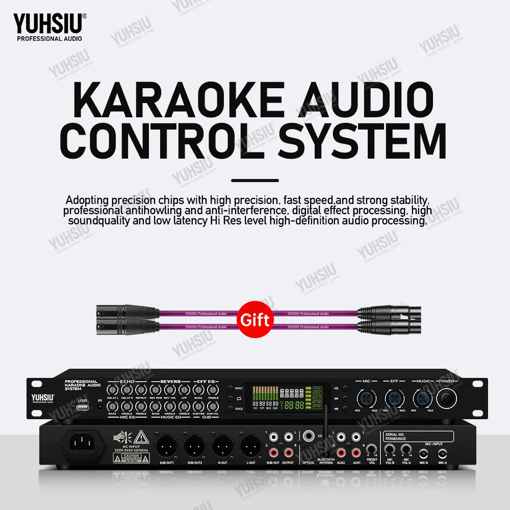 Professional Digital Karaoke Effect Processor Bluetooth DSP Audio Processor Microphone Audio Controller Fiber Optic Interface