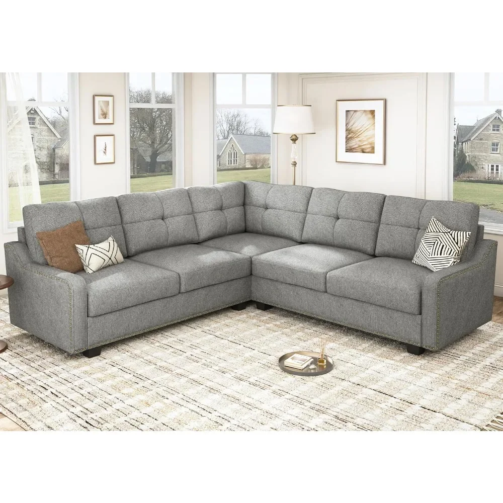

Convertible Sectional Sofa L Shaped Couch for Small Apartment Reversible Sectional Couch for Living Room,Light Grey sofa bed