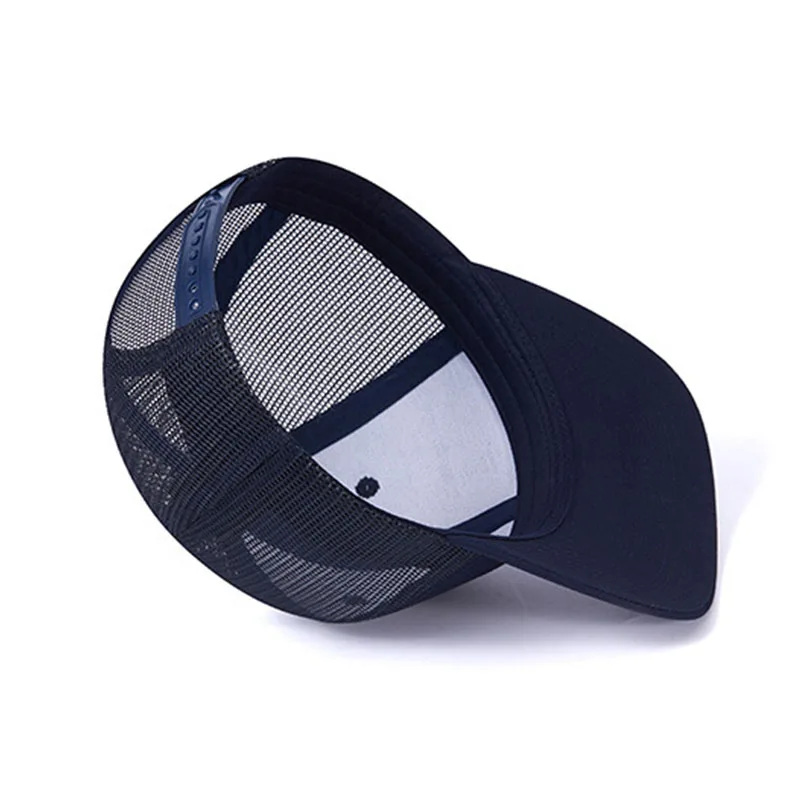 PANGKB العلامة التجارية فارغة الأزرق الداكن قبعة عالية الجودة الصلبة الأسود شبكة تنفس snapback قبعة الكبار الرياضة في الهواء الطلق شاطئ سائق الشاحنة قبعة