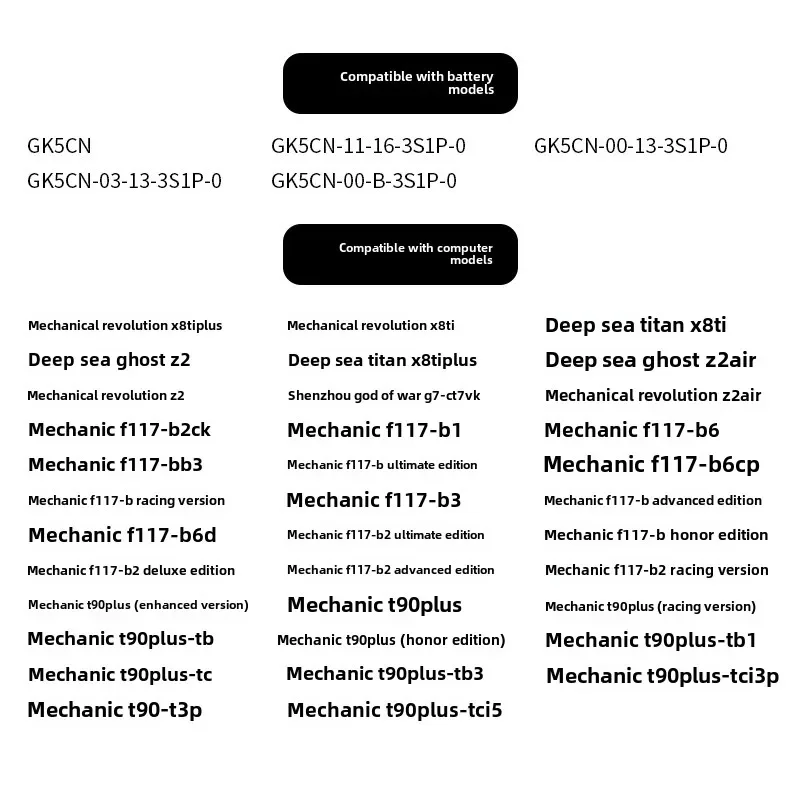11.4V 4000mAh GK5CN-00-13-3S1P-0 Laptop Battery for MECHREVO X8Ti Z2 MACHENIKE T90 Plus T90-T3p F117-B F117-B2 GK5CN GK5CN4Z