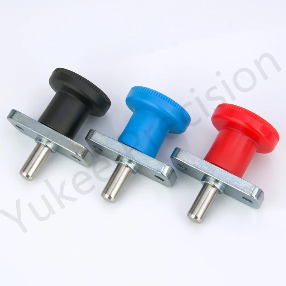 YK232 Diameter:6mm/8mm Index Plunger Zinc Alloy Body Pull Plastic Knob Retractable Spring Index Plunger With Fixing Plate Flange