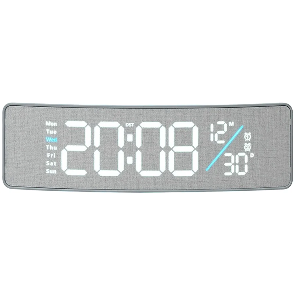 LED Digital Wall Clock with Wood Texture Design Provides for Time Temperature Calendar Moon Phase Timer and Alarm Mode