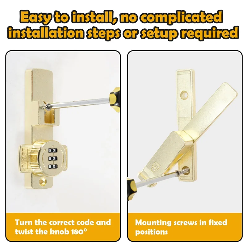 PORK-Barn ドアロック、3 桁の組み合わせ付きフリップラッチロック、90 度スライドドアパスワードロック (90) ° )